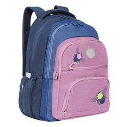 Рюкзак школьный RG-262-1/4 "Шмель" синий - розовый 30х39х20 см GRIZZLY