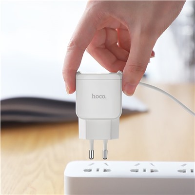 Адаптер Сетевой с кабелем Hoco C59A Mega Joy 2USB 2,4A/10W (USB/Micro USB) (white)