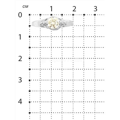 Кольцо из серебра с синт. бриллианитом цв. шампань родированное
