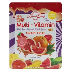 Тканевая маска для лица с поливитаминами и экстрактом грейпфрута Multi-Vitamin Grace Day, Корея, 27 мл Акция