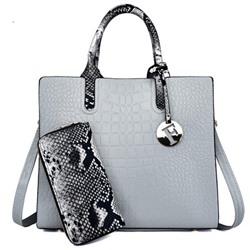 Набор сумка и кошелёк, арт А37, цвет:серый
