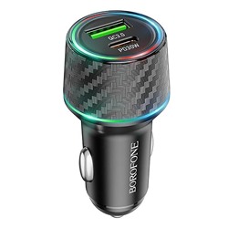 Адаптер Автомобильный Borofone BZ21 Brilliant PD/QC3.0 48W USB/Type-C (black carbon)