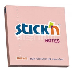 Бумага для заметок с клеевым краем Stick`n 76х76 мм 100л пастель розовый 70г/м2 21148 (822639) Hopax