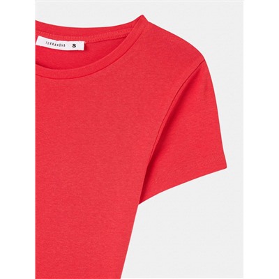 Однотонная укороченная футболка Красный