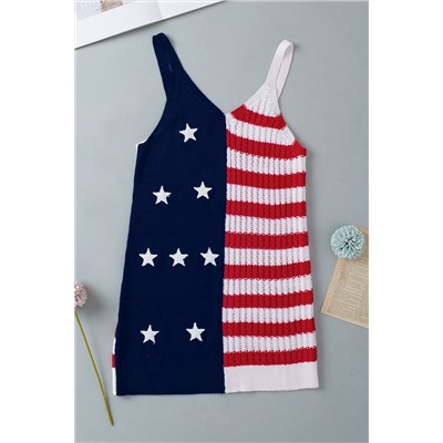 Red Stars and Stripes Flag Pattern Knitted Tank