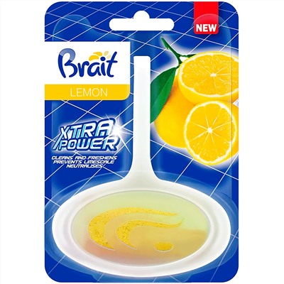 Блок-корзинка Туалетный BRAIT LEMON Xtra Power, устранение грязи и запахов, аромат Лимонный (40 гр)