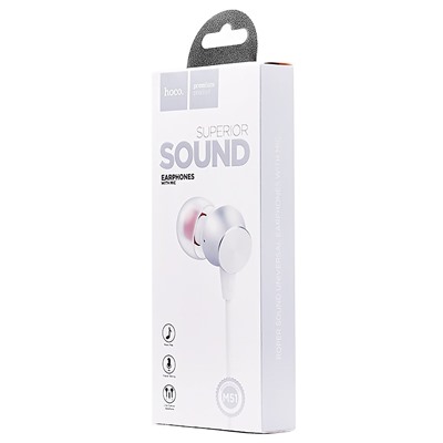 Проводные наушники с микрофоном внутриканальные Hoco M51 Proper sound universal Jack 3,5  (white)