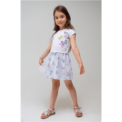 Платье для девочки Crockid КР 5745 светло-серый меланж, бабочки к340