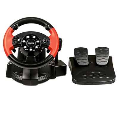 Игровой руль Dialog GW-125VR E-Racer - эф.вибрации, 2 педали, рычаг ПП, PC USB (black)