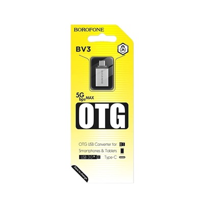 Адаптер Borofone OTG BV3 Type-C/USB (silver)