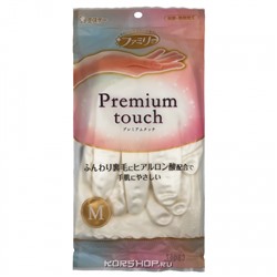 Хозяйственные перчатки средн толщ из ПВХ с хлопковым покрытием белые Premium Touch S.T. Corp (размер M), Япония Акция