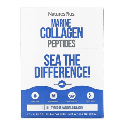 Nature's Plus, Marine Collagen Peptides, 20 Stick Packets, 0.43 oz (12.2 g) Each