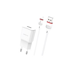 Адаптер Сетевой с кабелем Borofone BA48A Orion USB 2,1A/10W (USB/Lightning) (white)