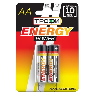 Батарейка AA Трофи LR6 ENERGY POWER  Alkaline (2-BL) (40/320)