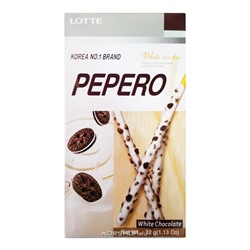 Соломка в молочном шоколаде с кусочками печенья Пеперо White Cookie Pepero Lotte, Корея, 32 г Акция