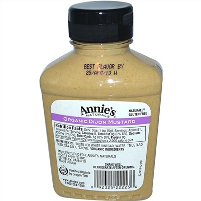 Annie's Naturals, Органика, Дижонская горчица, 9 унций (255 г)