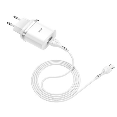 Адаптер Сетевой с кабелем Hoco C12Q QC3.0 (повр. уп.) USB 3A/18W (USB/Type-C) (white)