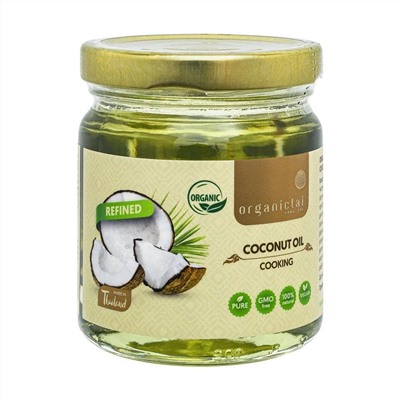 OrganicTai Кокосовое масло пищевое рафинированное для кулинарии, 200 мл