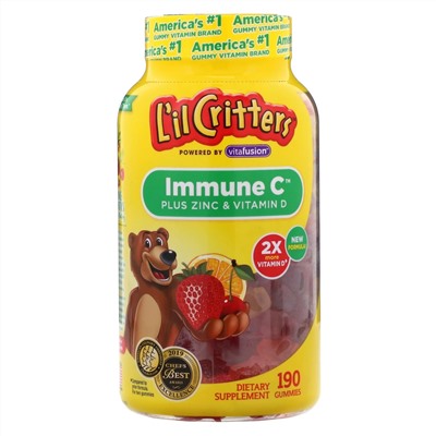 L'il Critters, Immune C с цинком и витамином D, 190 жевательных мармеладок