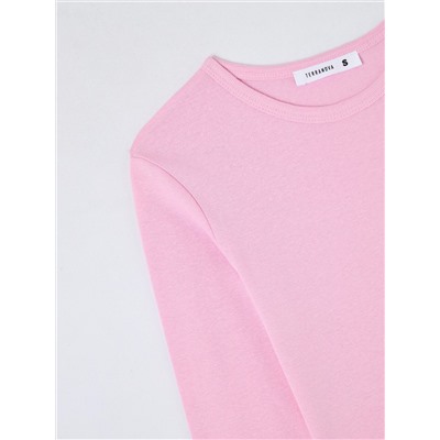 Однотонная укороченная футболка Бабл-гам розовый