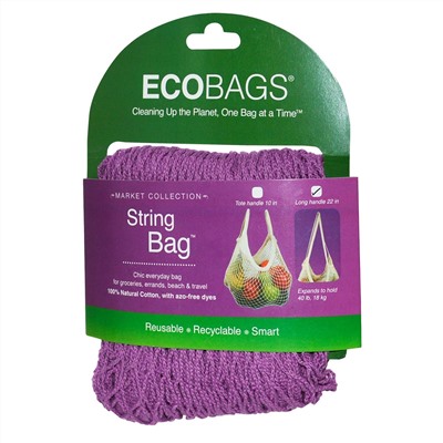 ECOBAGS, Коллекция для рынка, авоська, длинная ручка 22 дюйма, малина, 1 сумка