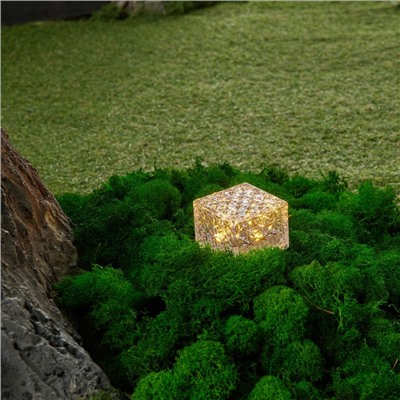 Садовый светильник на солнечной батарее «Куб» Uniel, LED, IP44, 3000К, 2 Лм, 70х70х50 мм, цвет прозрачный