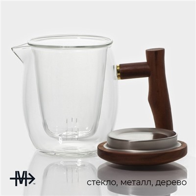 Чайник стеклянный заварочный с ситом Magistro «Лофт» 400 мл, 15×9×11,5 см