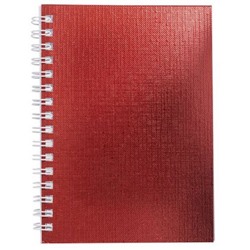 Записная книжка на спирали А6 80л клетка Бумвинил "METALLIC Красная" (066841) Хатбер