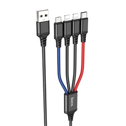 Кабель USB - Multi connector Hoco X76 4in1  100см 2A  (multicolor)