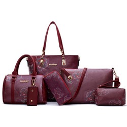 Комплект сумок из 6 предметов, арт А10, цвет: красный ОЦ