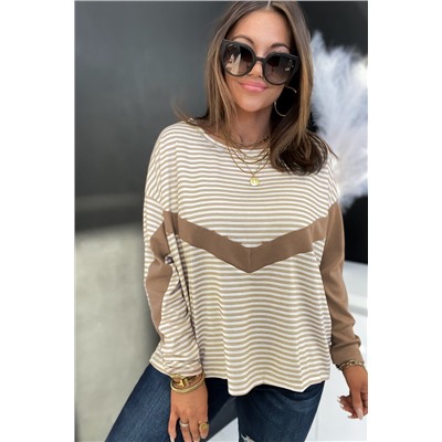 Striped Patchwork Long Sleeve Top