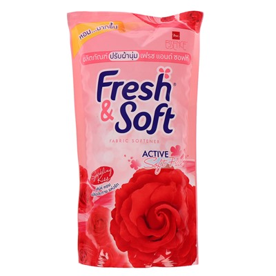 LION THAILAND Fresh&Soft Кондиционер для белья парфюмированный Искристый Поцелуй 600 мл