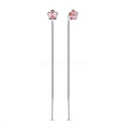 Серьги-продёвки из серебра с кристаллами премиум Австрия Светло-розовый