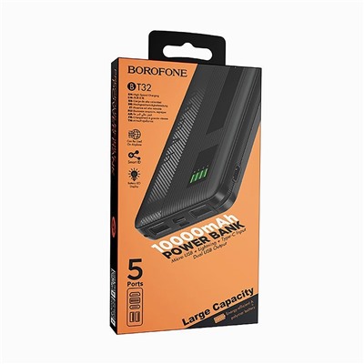 Внешний аккумулятор Borofone BT32 (пов.уп) 10 000mAh Micro USB/USB Type-C (black)