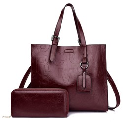 Комплект сумка и кошелёк, арт А92, цвет:тёмно-коричневый