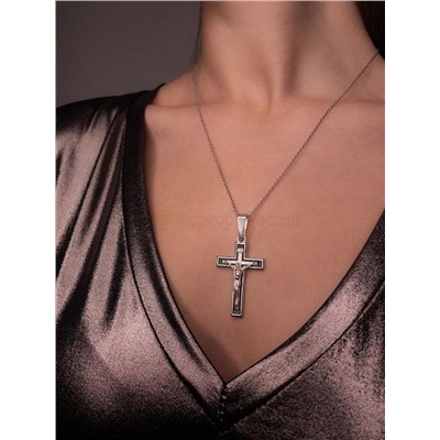 Крест католический из чернёного серебра - 5см