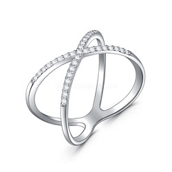 Кольцо из серебра с фианитами родированное 04-301-0020