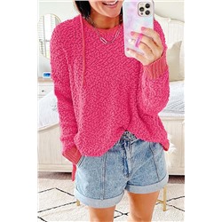 Розовый текстурный свитер оверсайз с капюшоном