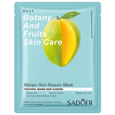 SADOER MASK BOTANY AND FRUITS SKIN CARE Маска-салфетка с экстрактом манго, 25 г