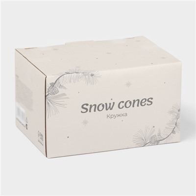 Новогодняя кружка для чая Доляна Snow cones, 370 мл, 14,5×10,8×7,2 см, керамика, цвет белый