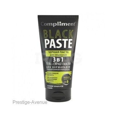 Черная паста Compliment Black Paste для умывания 3 в 1 (на основе черного угля) 165мл