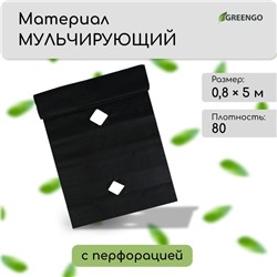 Материал мульчирующий, с перфорацией, 5 × 0,8 м, плотность 80 г/м², спанбонд с УФ-стабилизатором, чёрный, Greengo, Эконом 30%