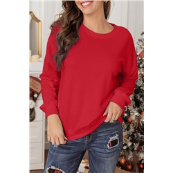 Красный однотонный пуловер-свитшот