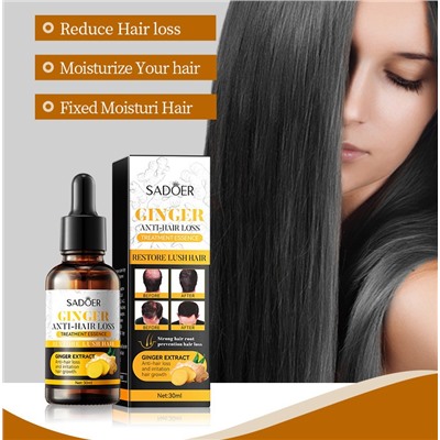 Эссенция для роста и против выпадения волос с корнем имбиря Sadoer, 30 мл.
