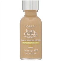 L'Oreal, True Match Super-Blendable Makeup, W5 Sand Beige, 1 fl oz (30 ml)