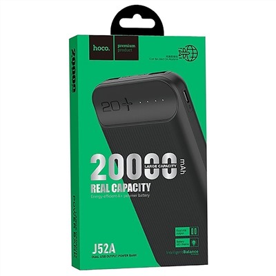 Внешний аккумулятор Hoco J52A 20 000mAh Micro/USB*2 (black)