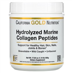 California Gold Nutrition, гидролизованные пептиды морского коллагена, без добавок, 500 г (17,64 унции)