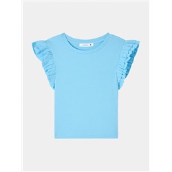 Укороченная футболка с рукавами с воланами Небесно-синий