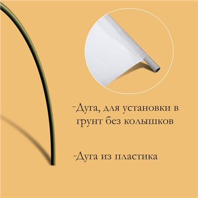 Парник прошитый, длина 8 м, 9 дуг из пластика, дуга L = 3,3 м, d = 16 мм, спанбонд 40 г/м²