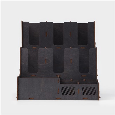 Подставка - органайзер Доляна «Барный», под стаканы, крышки, трубочки, салфетки, 29,4×29,4×29,4 см, цвет тёмный